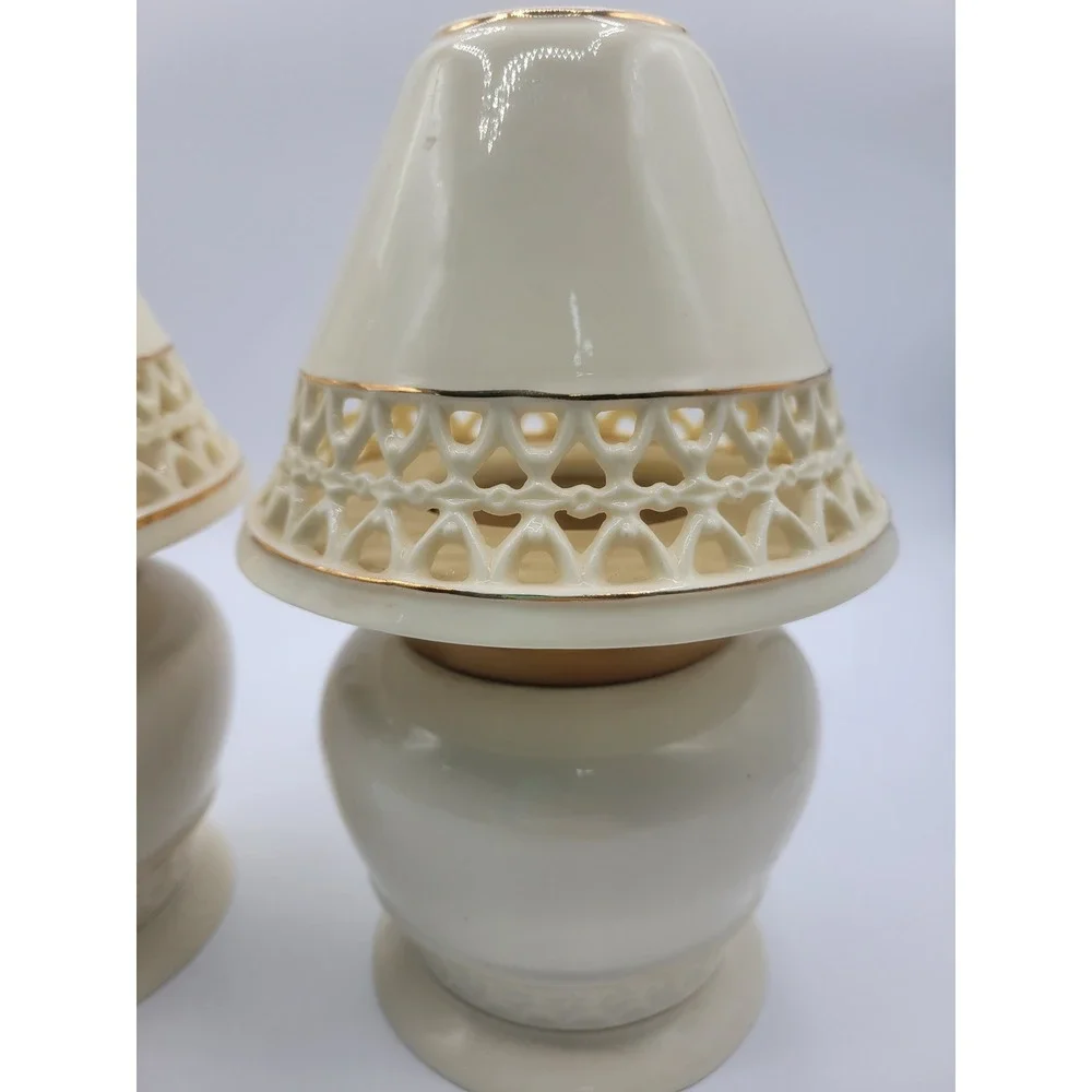 Lamp Lighr Aroma Glow Oil Lamp  Cream Ceramic Mini Lamp Votive  Set 2